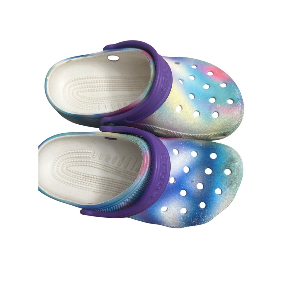 Kids‎ Crocs Classic Clog Tie Dye Purple Blue Yellow Pink Size 2